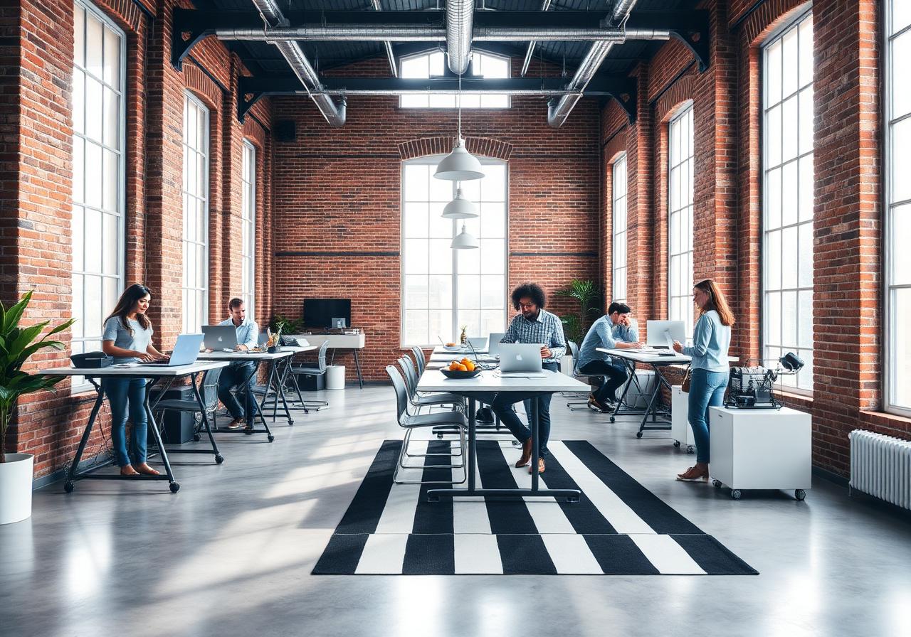 Modern team in a bright collaborative workspace